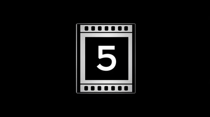 Silver film strip icon with the number 5