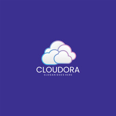 Gradient Line Art Cloud Logo Design