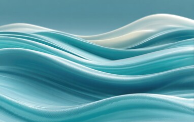 Obraz premium Abstract flowing teal waves, soft light