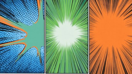 Three comic book panels featuring dynamic action effects