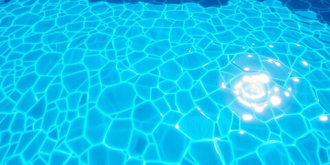 Azure mosaic tiles gleam in a sunlit swimming pool, holiday, swimming