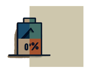 Zero percent battery icon illustration