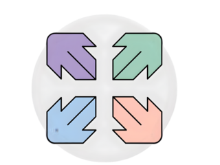 Pastel colored arrows pointing outwards isolated on a transparent background direction symbol