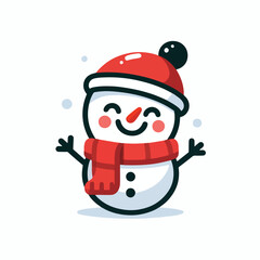 Smiling snowman with red scarf