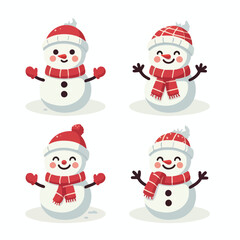 Smiling snowman with red scarf