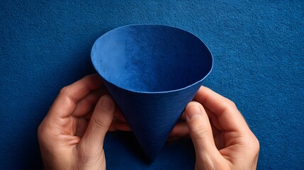 Hands shaping a paper funnel