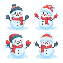Smiling snowman with red scarf
