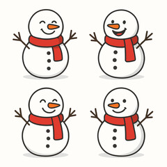 Smiling snowman with red scarf