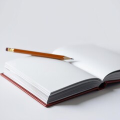 Naklejka premium Close-up of open blank book with pencil book mockup blank template isolated book professional presentation blank empty creative composition versatile use professional lighting expert styl
