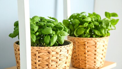 Healthy basil plants