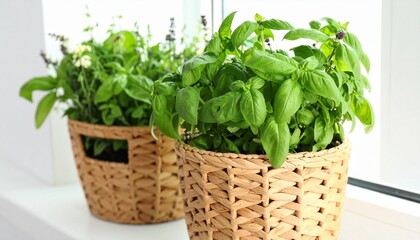 Naklejka premium Healthy basil plants