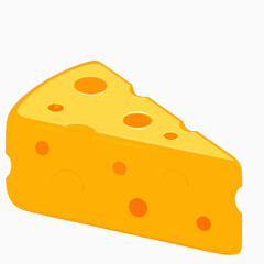 Illustration of a triangular piece of swiss cheese with holes on a white background design element