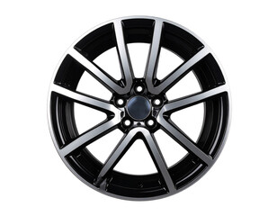 Fototapeta premium Stylish Black and Silver Automotive Alloy Rim, isolated on transparent background