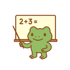 Cute Frog Teacher Demonstrating Addition