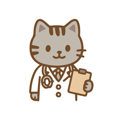 Fototapeta premium Cute Cat Doctor with Stethoscope and Clipboard