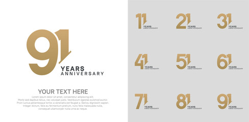 Anniversary logo set vector design, brown color for celebration event