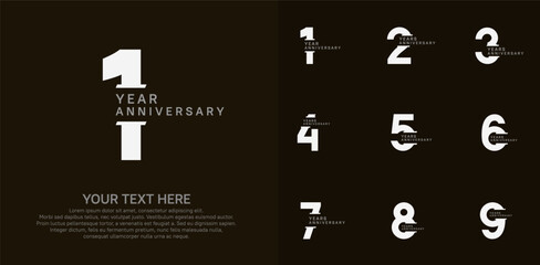 Anniversary logo set vector design, brown and gray color for celebration event