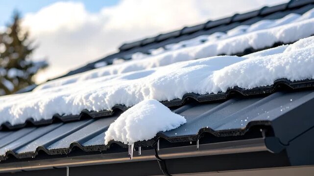 Snow covered metal roof