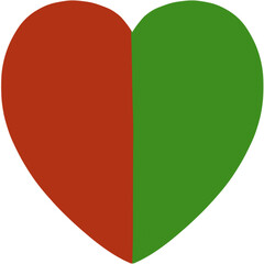 Red and green heart shape