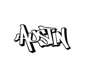 textured graffiti calligraphy letter AUSTIN city name isolated design