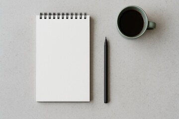 Minimalist Desk Setup: Notebook, Pen, and Coffee