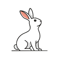 Fototapeta premium A simple, clean, and detailed illustration of a white rabbit in a sitting position.