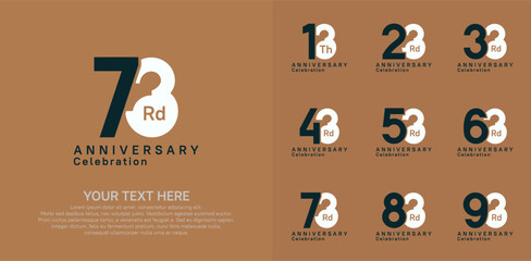 Anniversary logo set vector design, white and black color for celebration event