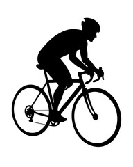 Fototapeta premium Sleek silhouette of cyclist speeding forward, great for fitness, sports, and healthy lifestyle designs