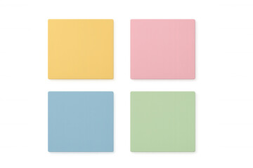 Fototapeta premium Four colorful sticky notes isolated on a transparent background, ready for customization and integration into various projects