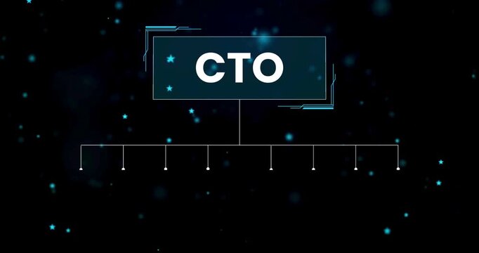 Animated rocket and gear icons representing workflow and progress on digital interface, CTO presentation page