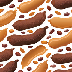 Fototapeta premium Seamless pattern of peanuts and chocolate candies on a white background, tasty treats.