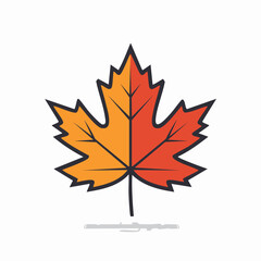 A vibrant illustration of a maple leaf in autumn colors, isolated on white background.