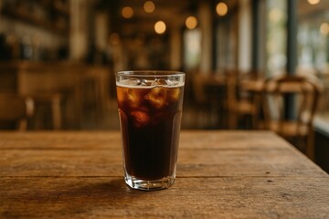 Refreshing Iced Coffee on a Wooden Table