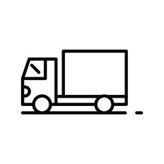 A delivery truck icon is depicted as a black simple line drawing against a white background