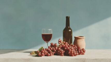 National Chianti Day Celebration with Red Wine Glass and Grapes, Authentic Rustic Summer Vibes for Premium Social Media and Lifestyle Marketing Campaigns