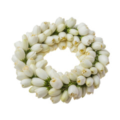 Thai Jasmine Flower Garland Isolated on Transparent Background – Traditional Floral Ring for Worship and Ceremony
A round jasmine garland in classic Thai style, symbolizing purity, respect,