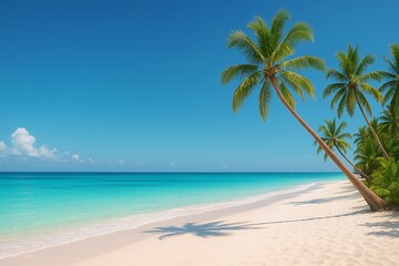 Serene Tropical Beach Paradise with Palm Trees and Turquoise Water