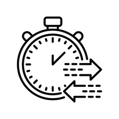 Outline of a stopwatch with forward and backward arrows