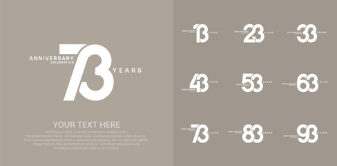 Anniversary logo set vector design, white color for celebration event