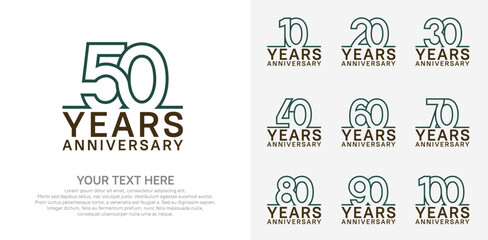 Anniversary logo set vector design, green and brown color for celebration event