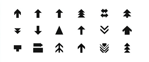 Set of black directional and graphic icons