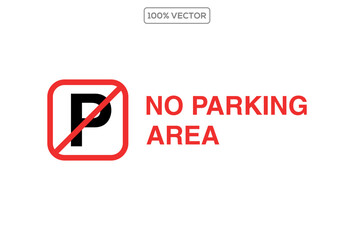 no parking prohibited sign on transparant background vector icon