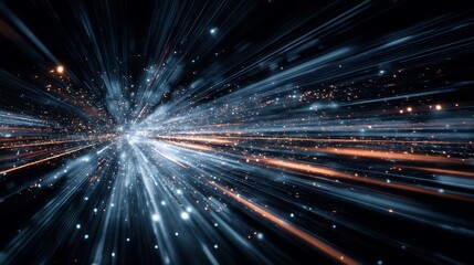 Abstract Light Streaks Glowing with Energy and Radiating From Center