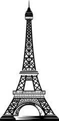 Obraz premium Minimalist black and white vector icon of Eiffel Tower. Clean design, isolated on white, ideal for stickers, logos, digital use, easy to scale.