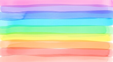 Pastel watercolor rainbow background with horizontal brush strokes design pattern