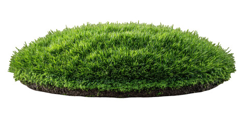 Isolated lush green grass patch on transparent background for compositing work