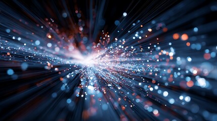 Obraz premium Abstract Light Burst with Blue and Orange Bokeh Technology Background