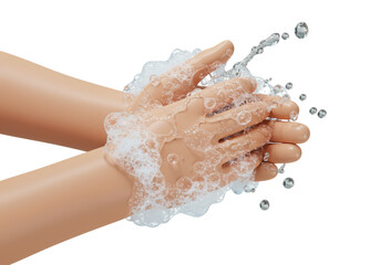 Fototapeta premium Isolated Detailed Hands Washing with Water and Soap Bubbles
