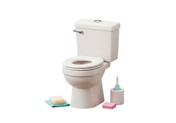 Isolated Toilet Bowl with Cleaning Supplies