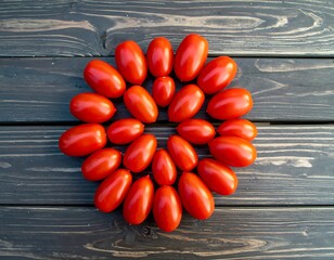 Circular arrangement of red tomatoes